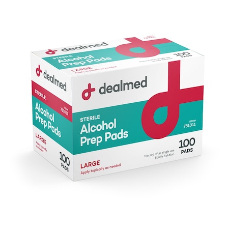 Dealmed Alcohol Prep Pad, Large, 100/Bx, 10/Cs, 1000PK 781011
